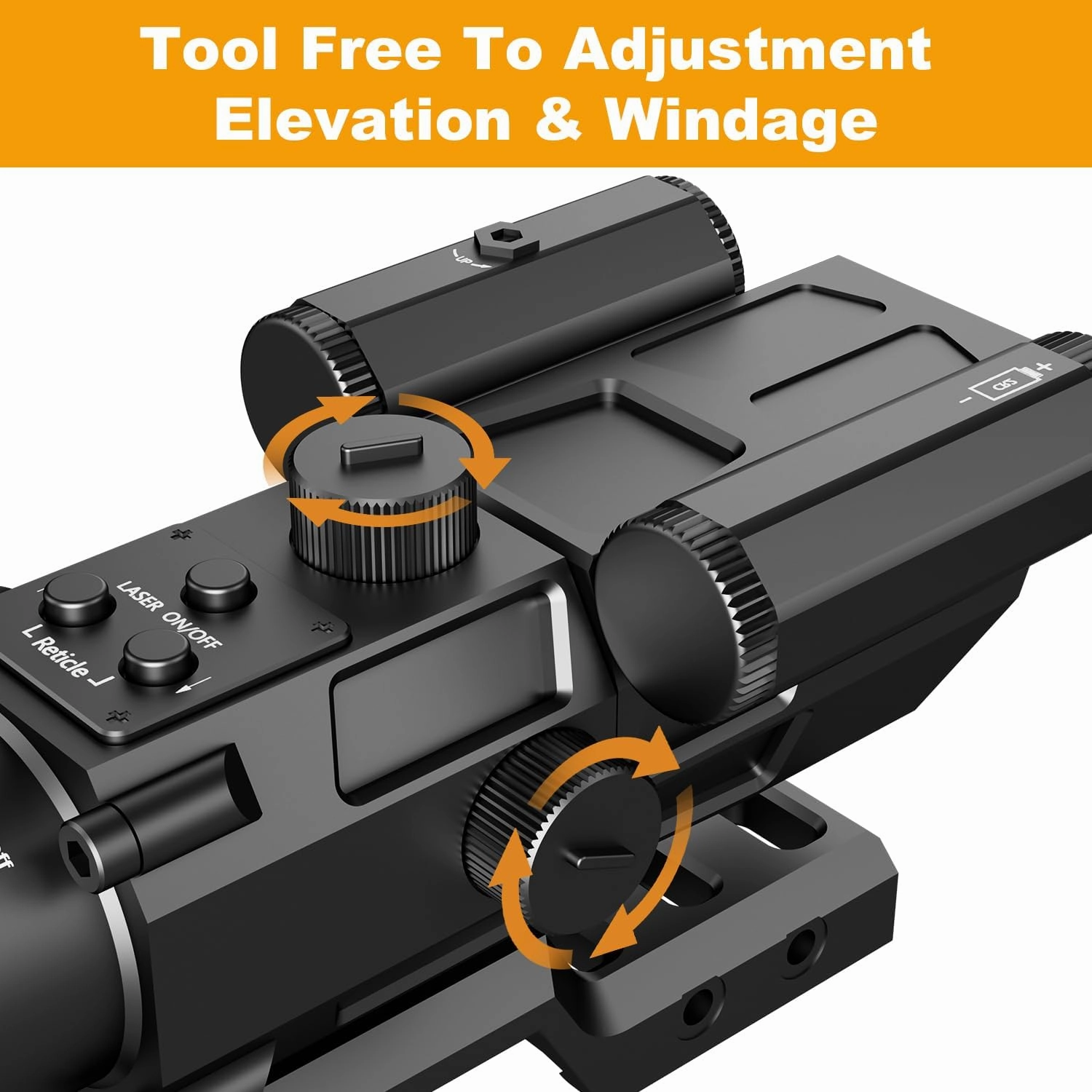 4X32 Prism Rifle Scope Optics Lightweight with Green/Red Laser 7 Level Red Illuminated Reticle Clear Green Lens Reticle 4X Magnification for 20mm Rail Mounts
