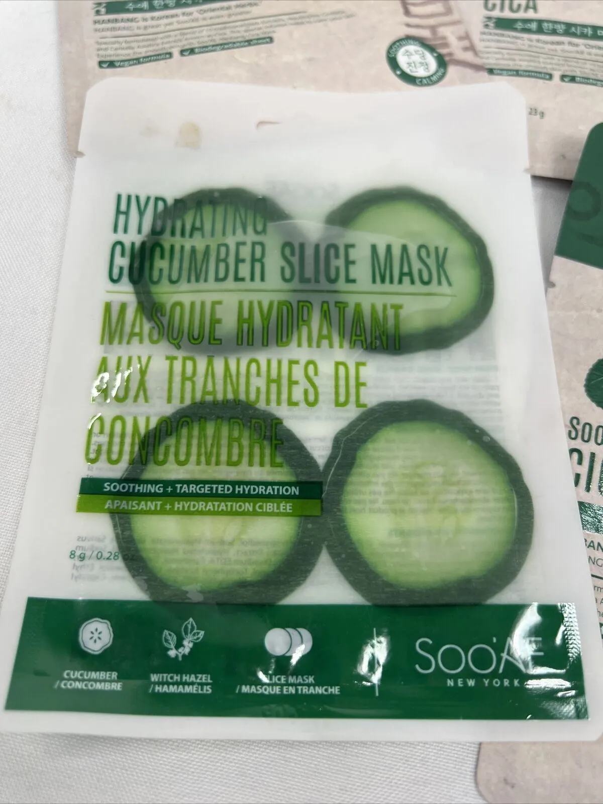 (5) Soo'AE Hanbang Mask CICA Face Mash Sheet Soothing Calming Herb ￼ Cucumber