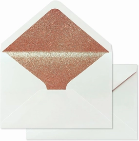 50 PCS A7 Pearlescent Rose Gold Glitter Envelopes, 5.25 x 7.5 inches, Perfect for 5''x7'' Weddings Invitation Cards, Greeting Invite Envelope (Pearl Ivory   Rose Gold Glitter Liner)