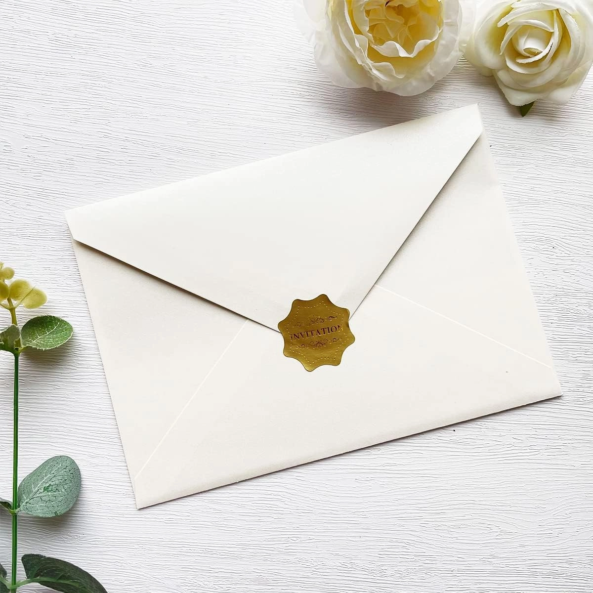 50 PCS A7 Pearlescent Rose Gold Glitter Envelopes, 5.25 x 7.5 inches, Perfect for 5''x7'' Weddings Invitation Cards, Greeting Invite Envelope (Pearl Ivory   Rose Gold Glitter Liner)