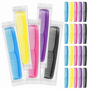 50pcs Plastic Colorful Combs in Bulk, Individually Wrapped, Double Tooth Hair Pocket Comb, for Homeless, Charity, Hotel, Travel, Airbnb, Home, Shelter