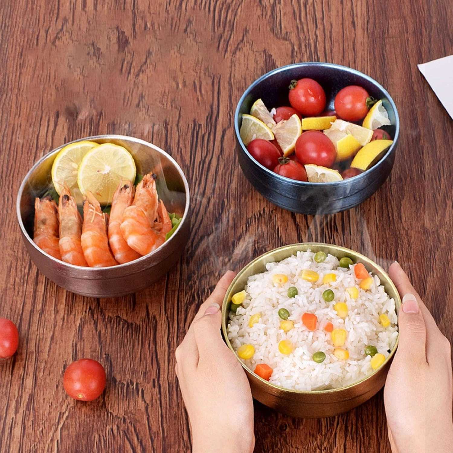 550ml Titanium Camping Bowl Walled Rice Soup Serving Bowl Lightweight Non-Slip Durable Outdoor Metal Tableware Backpacking Hiking Travel Oatmeal Food Container (Silver)