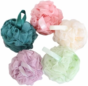 5Pcs Bath Ball Scrubber Bathing Accessory Purple Green Blue Pink and Beige for Relaxing Body Cleansing and Skin Exfoliation