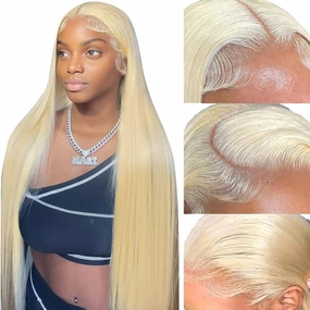 613 13x6 Lace Front Wig Human Hair Pre Plucked Blonde Wig Human Hair 200 Density Blonde Straight Lace Front Wigs 613 HD Lace Frontal 13x6 613 for Women 28Inch