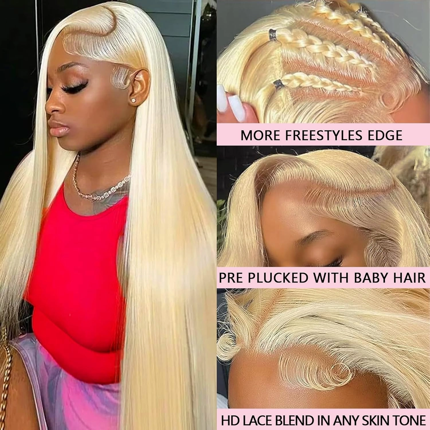 613 13x6 Lace Front Wig Human Hair Pre Plucked Blonde Wig Human Hair 200 Density Blonde Straight Lace Front Wigs 613 HD Lace Frontal 13x6 613 for Women 28Inch