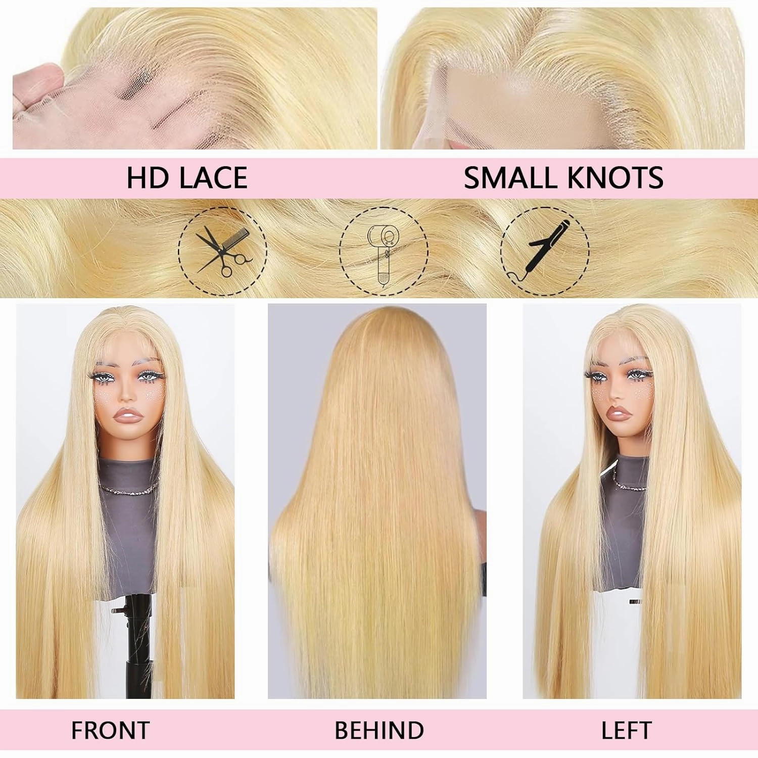 613 13x6 Lace Front Wig Human Hair Pre Plucked Blonde Wig Human Hair 200 Density Blonde Straight Lace Front Wigs 613 HD Lace Frontal 13x6 613 for Women 28Inch