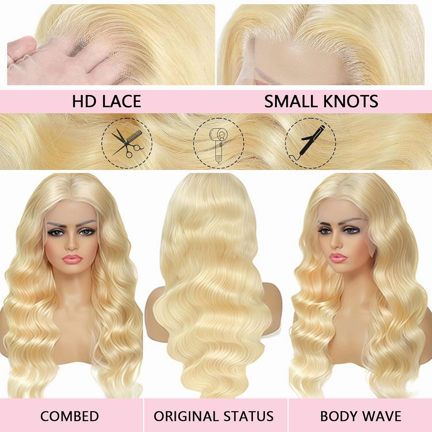 613 Lace Front Wig Human Hair Pre Plucked 200 Density Blonde Wig Human Hair 13x4 Body Wave Lace Front Wigs Human Hair Blonde 613 Human Hair Wig for Women 22 Inch