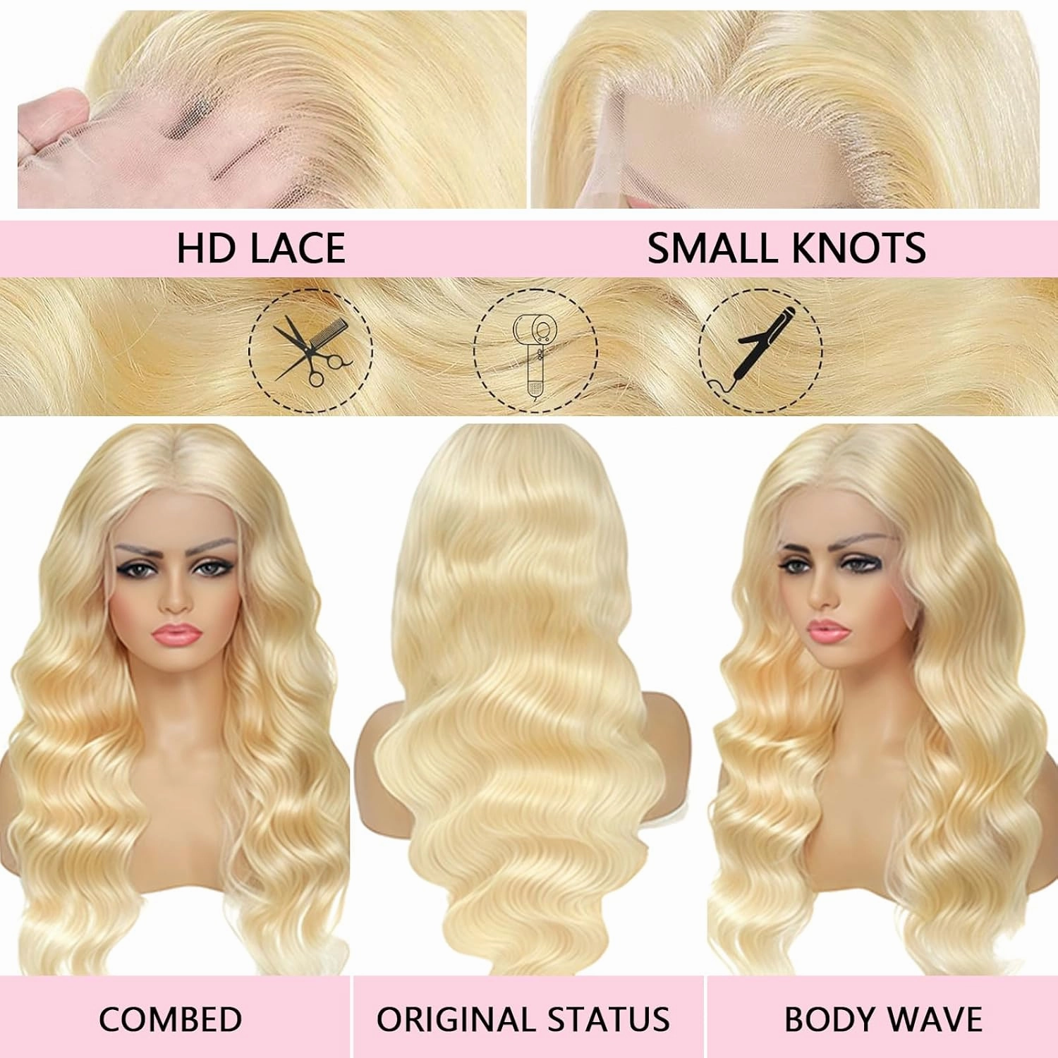 613 Lace Front Wig Human Hair Pre Plucked 200 Density Blonde Wig Human Hair 13x4 Body Wave Lace Front Wigs Human Hair Blonde 613 Human Hair Wig for Women 28 Inch