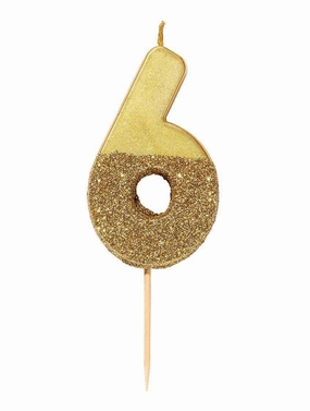 6 Gold Glitter Candle