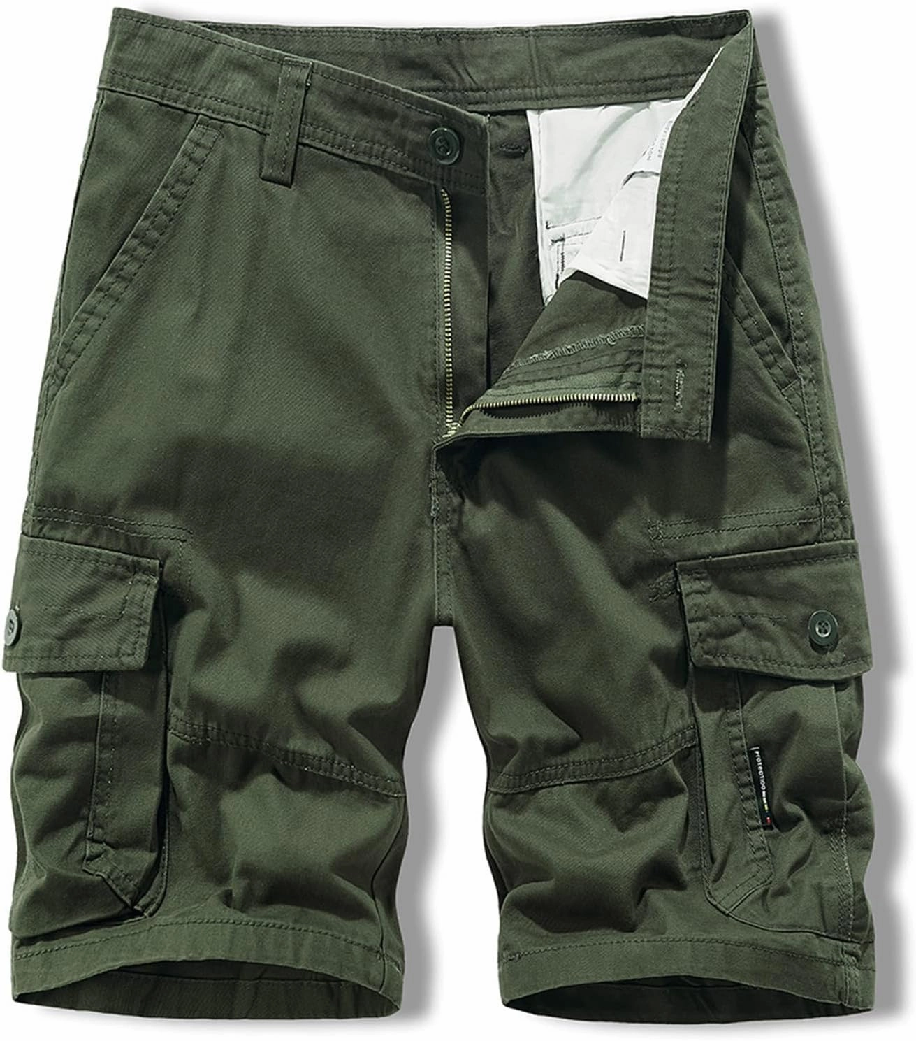 6 Inch Inseam Shorts Men 2023 Casual Cotton Buckle Zipper Multi Pockets Cargo Shorts Classic Fit Tooling Shorts