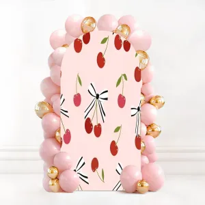 7.2FT Wedding Arch Backdrop Cover Seamless red Tones Cherry Striped Black Pastel Peach Spandex Fitted Round Top Arch Stand Covers for Birthday Party Baby Shower Banquet Decoration