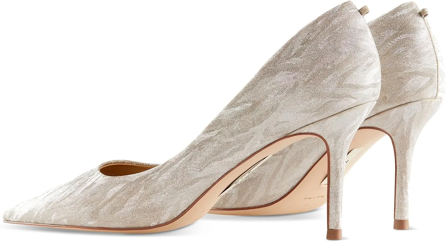 7or9 Gold Heels for Women Comfortable Air-Touch Foam Glitter White Heels Bridal Prom Heels Pointed Toe Stiletto High Heels 3.54"