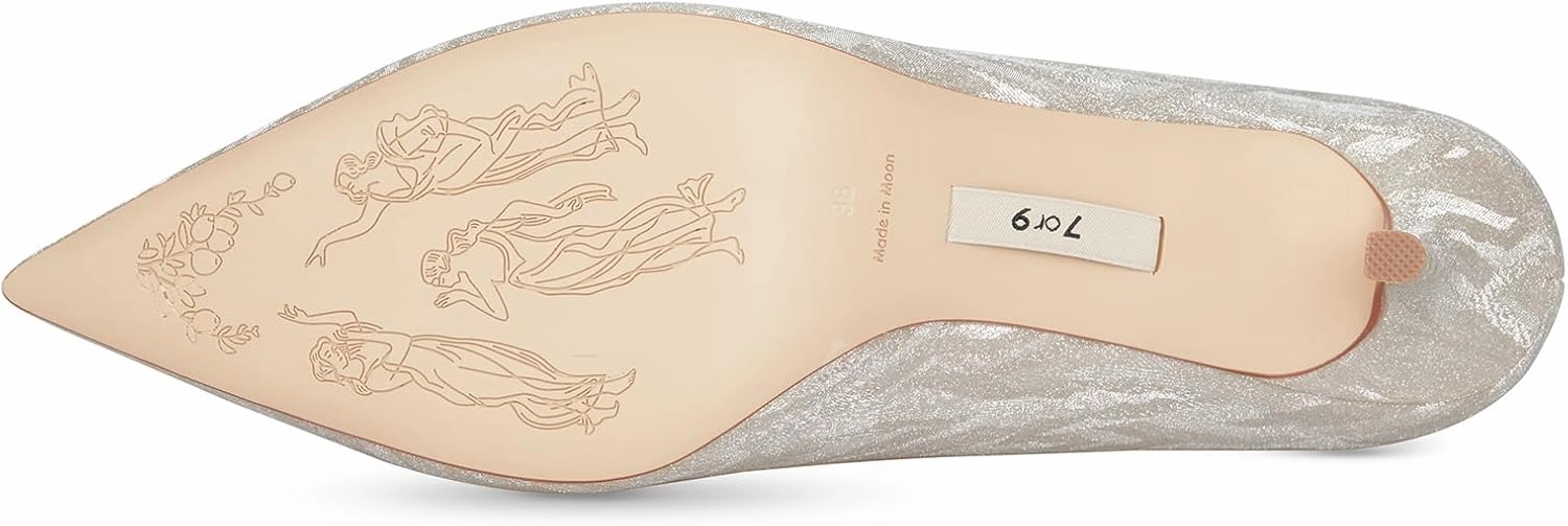7or9 Gold Heels for Women Comfortable Air-Touch Foam Glitter White Heels Bridal Prom Heels Pointed Toe Stiletto High Heels 3.54"
