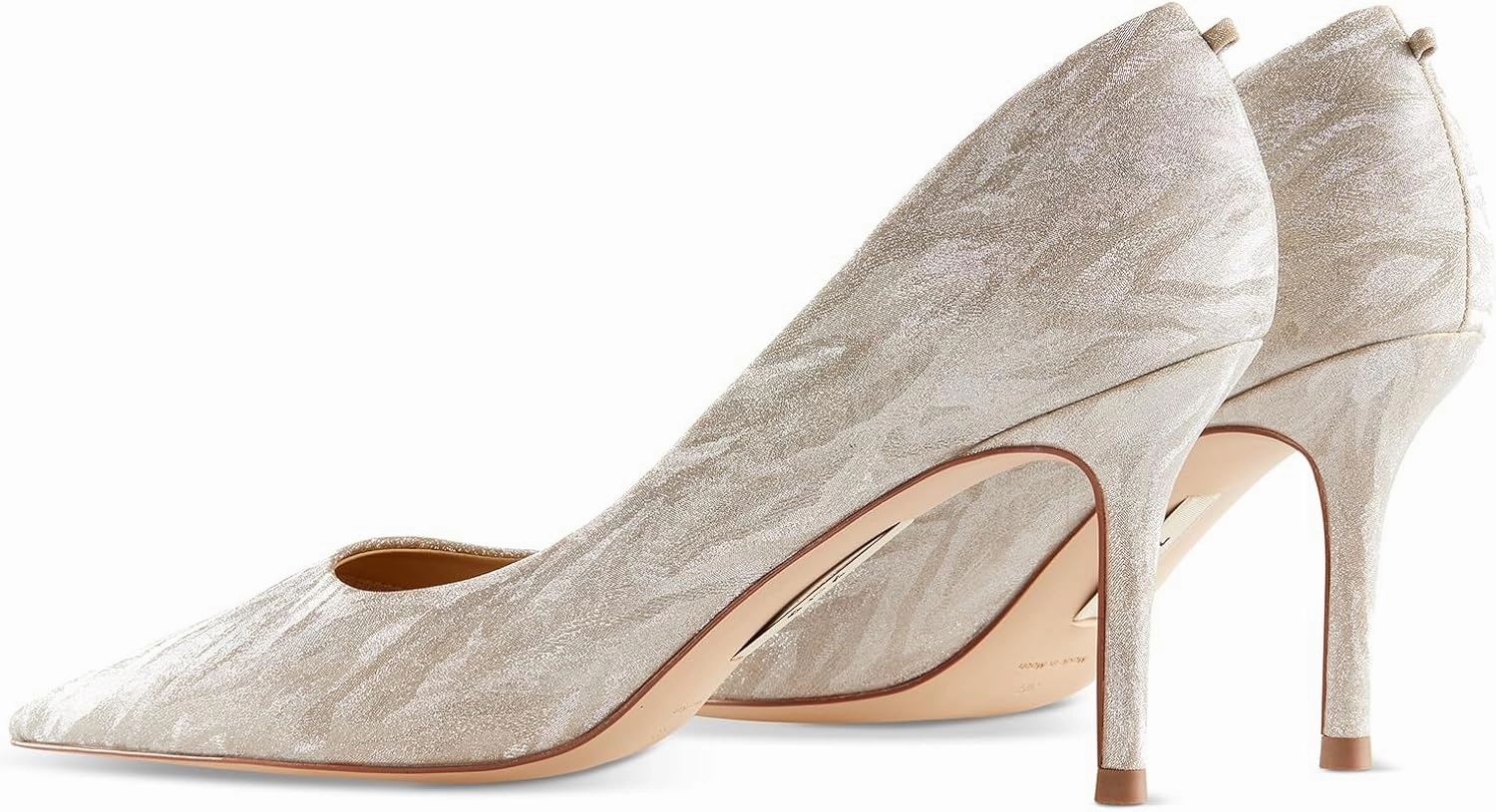 7or9 Gold Heels for Women Comfortable Air-Touch Foam Glitter White Heels Bridal Prom Heels Pointed Toe Stiletto High Heels 3.54"