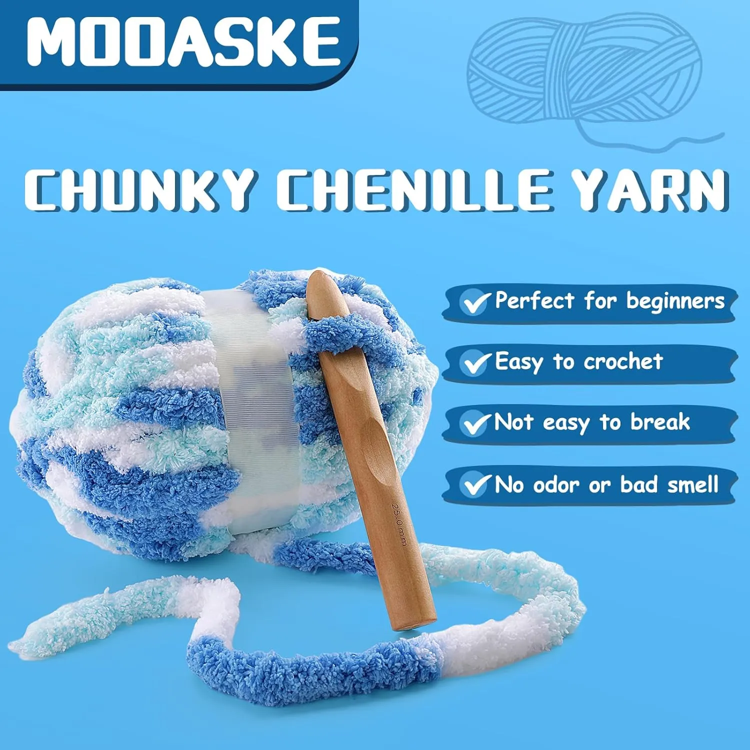 8 Pcs Chunky Yarn for Hand Knitting - Chunky Chenille Yarn for Crocheting - Fluffy Yarn for Crochet - Jumbo Yarn for Hand Knitting 227 yds 61.6 oz of Super Bulky Yarn (Pink-White-Yellow-Blue)