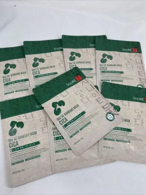 (8) Soo'AE Hanbang Mask CICA Face Mash Sheet Soothing Calming Herb Vegan .81oz