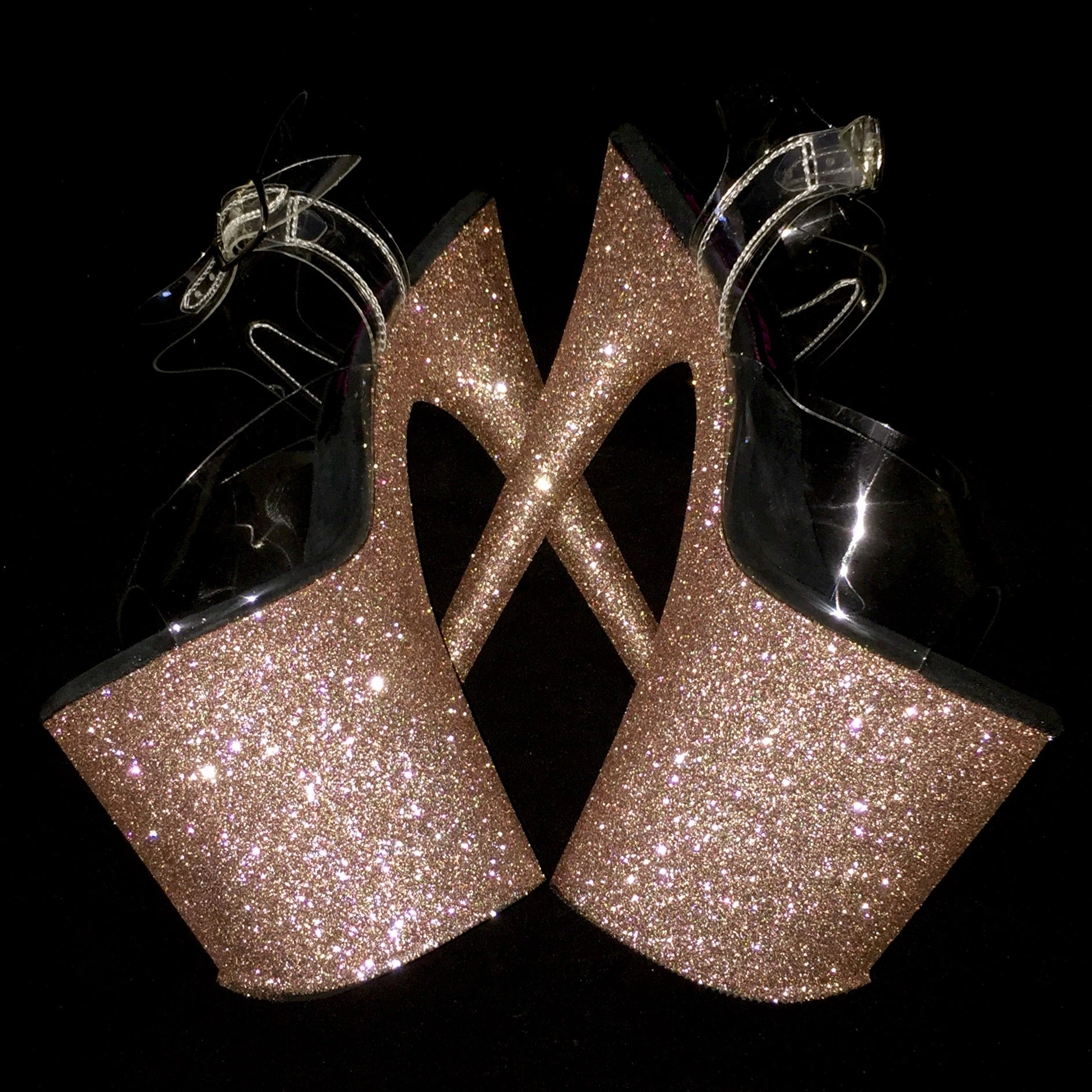 8" Rose Gold VEGAN Glitter Heels