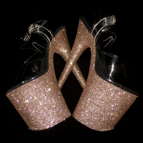 8" Rose Gold VEGAN Glitter Heels