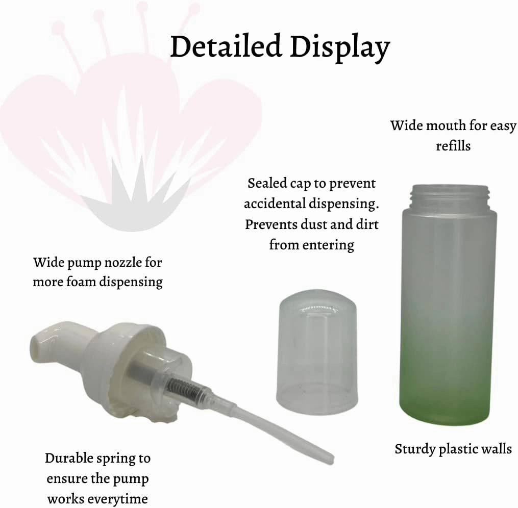 (10 Pieces) 60ml Foaming Pump Bottles Plastic Dispenser | Lash Shampoo, Soap (Ombre Green)