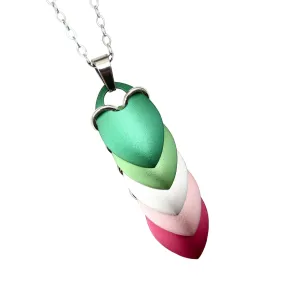 Abrosexual pendant, 5 color abro flag chainmail scales necklace, handmade LGBTQ scalemail jewelry