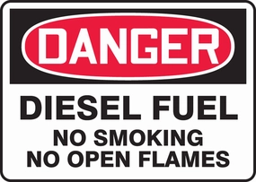 AccuformNMC "Danger Diesel Fuel NO Smoking NO Open Flames" Adhesive Vinyl Safety Sign, 7" x 10", Red/Black on White, MCHL268VS, American Made Safety Tags, Signs, and Labels