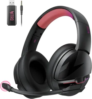 acer Nitro Wireless Gaming Headset | Non-Stop 100H Battery | Dynamic 50mm Drivers | Clear Voice Mic | Bluetooth5.3, 3.5mm | Gaming Headphones for PC, Meeting, Music, PS4 & PS5 Headset-Black Pink