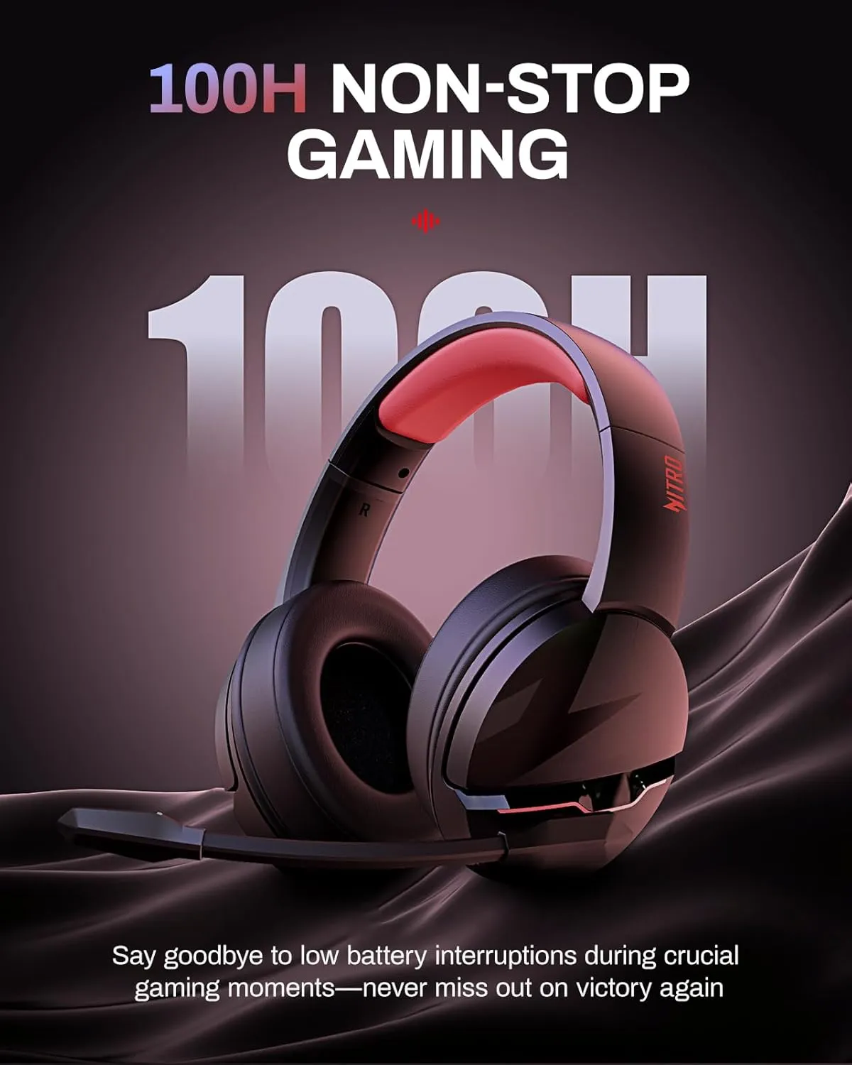 acer Nitro Wireless Gaming Headset | Non-Stop 100H Battery | Dynamic 50mm Drivers | Clear Voice Mic | Bluetooth5.3, 3.5mm | Gaming Headphones for PC, Meeting, Music, PS4 & PS5 Headset-Black Pink