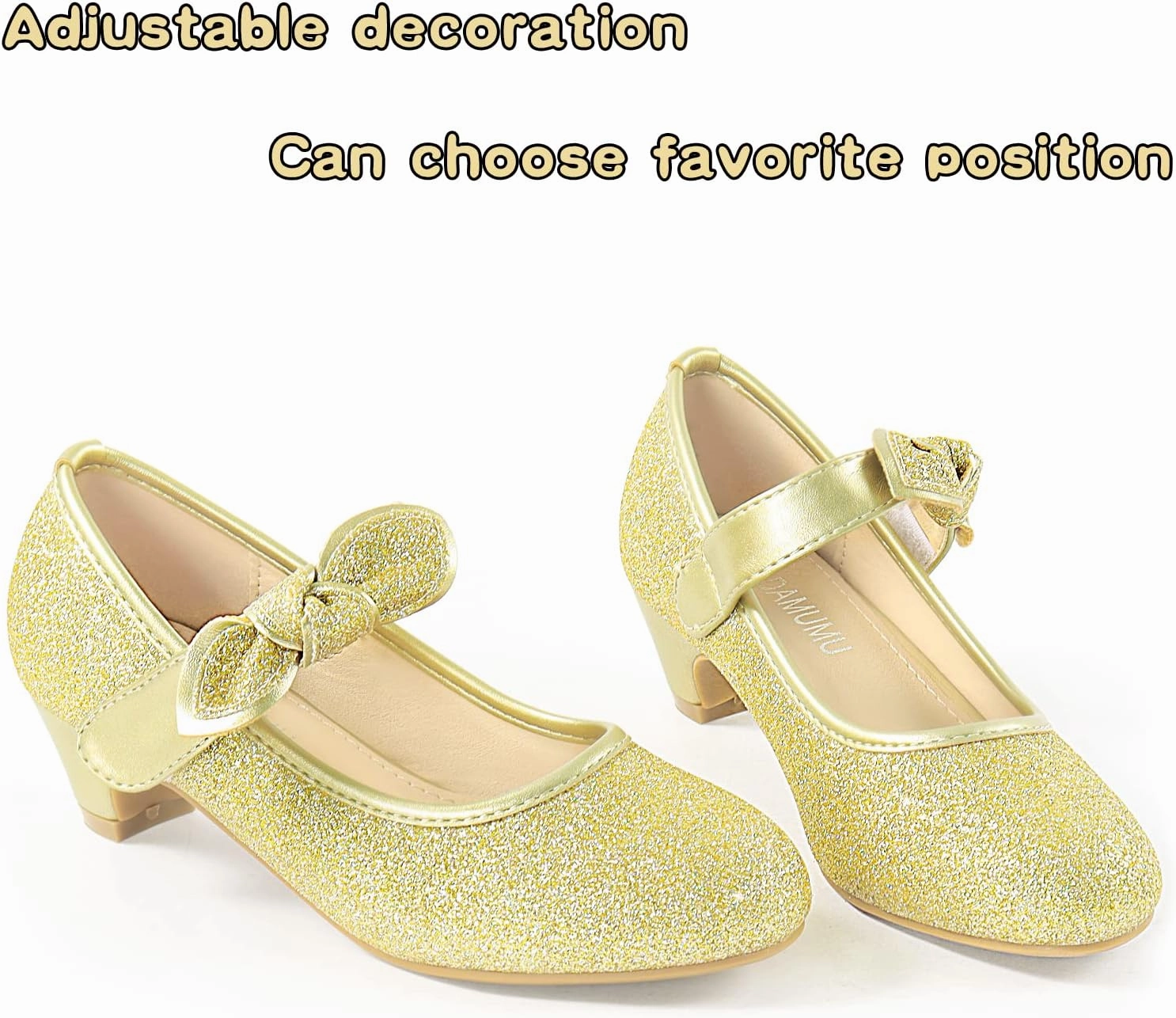 ADAMUMU Little Girls Princess Shoes Glittler Dress Shoes for Gilrs Toddler Girl Heels for Christmas Parties and Holiday Celebrations