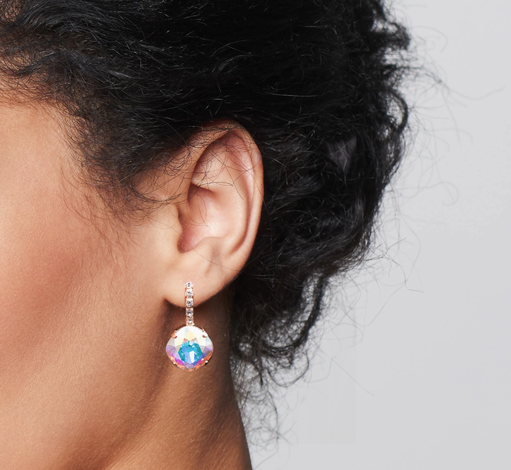 Adare Statement Cushion Cut Crystal Earrings/ Blush Rose