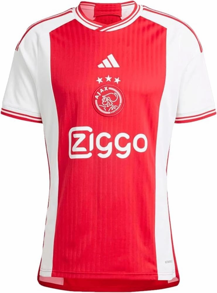 adidas Men's Soccer Ajax 23/24 Home Jersey - A Legacy-Inspired Red and White Jersey with Heritage Front and Center (as1, Alpha, l, Regular, Regular)