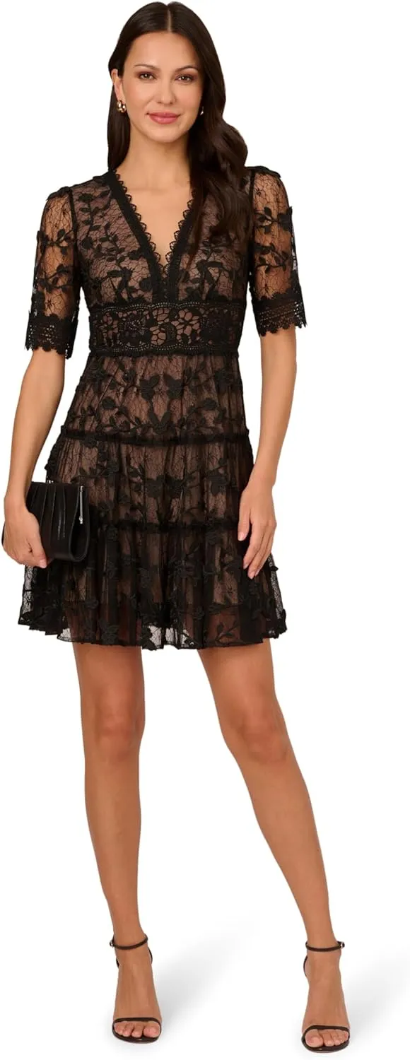 Adrianna Papell Women's Lace Embroidery Dress