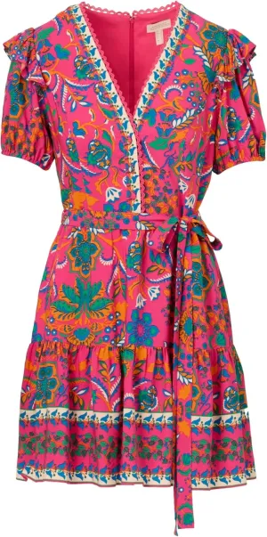 Adrianna Papell Women's Printed Short Flounce Dress