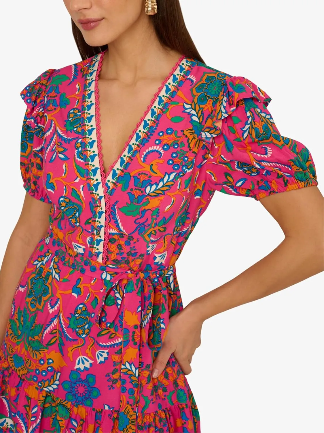 Adrianna Papell Women's Printed Short Flounce Dress
