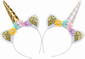 AHIER Unicorn Headband, Unicorn Horn Headbands, Gold and Silver Glitter Hairbands for Party