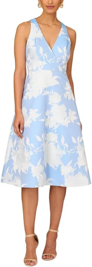Aidan Mattox Womens Woven Floral Midi Dress
