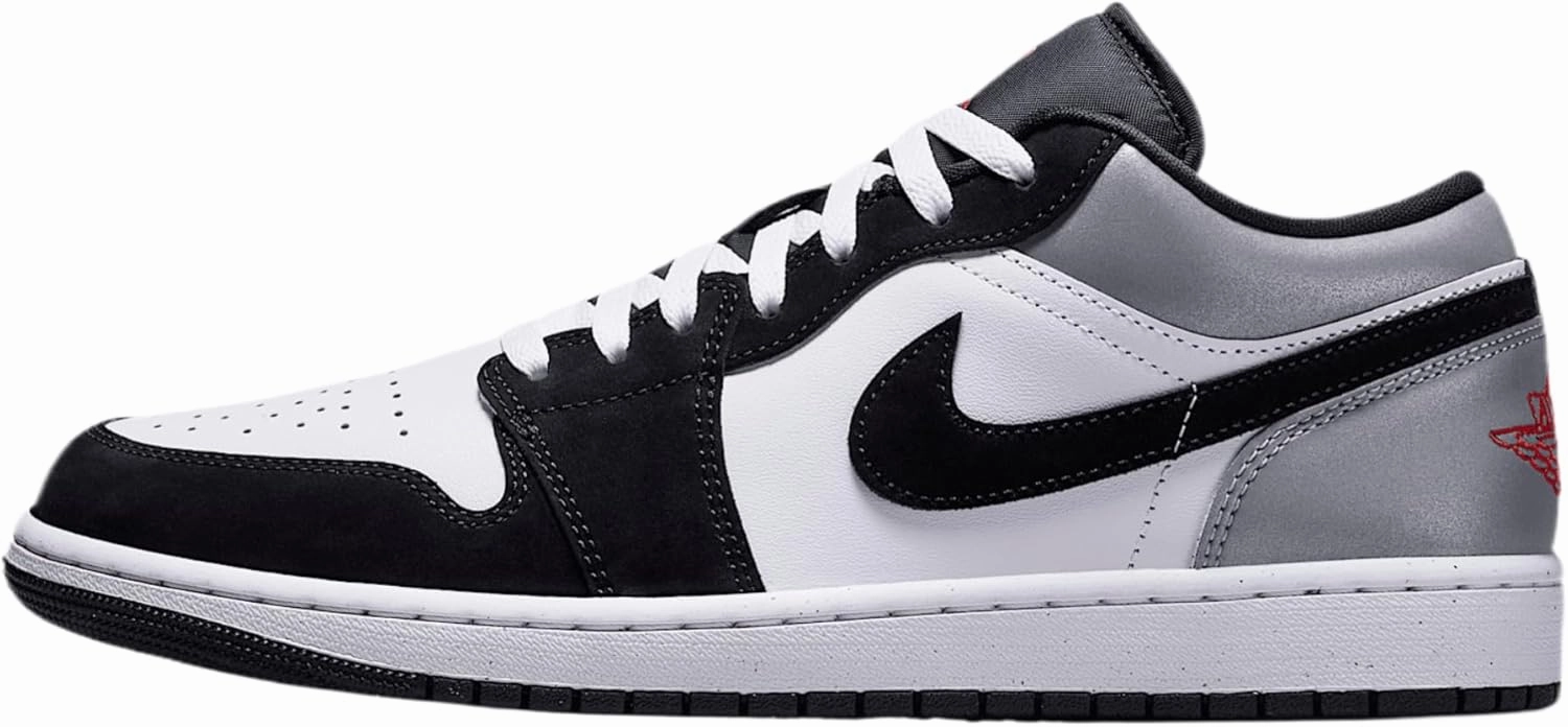 Air Jordan 1 Low SE Men's Shoes (HF3148-106, White/Black/Matte Silver/Fire Red)