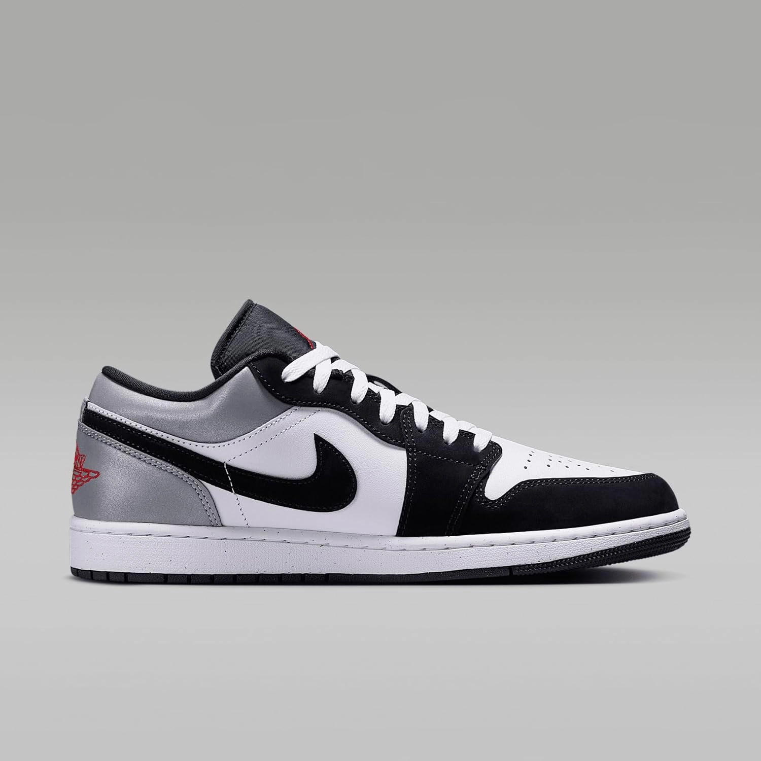 Air Jordan 1 Low SE Men's Shoes (HF3148-106, White/Black/Matte Silver/Fire Red)