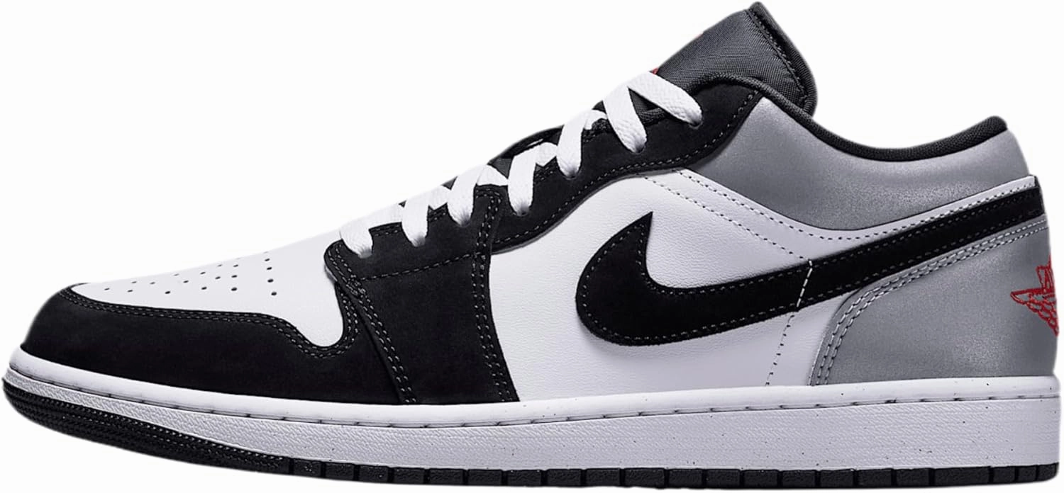 Air Jordan 1 Low SE Men's Shoes (HF3148-106, White/Black/Matte Silver/Fire Red)
