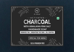 AL MASNOON Charcoal Himalayan Pink Salt Soap for Men | Handmade Bath Soap for All Skin Types Special for Mens 100g - Pack of 1