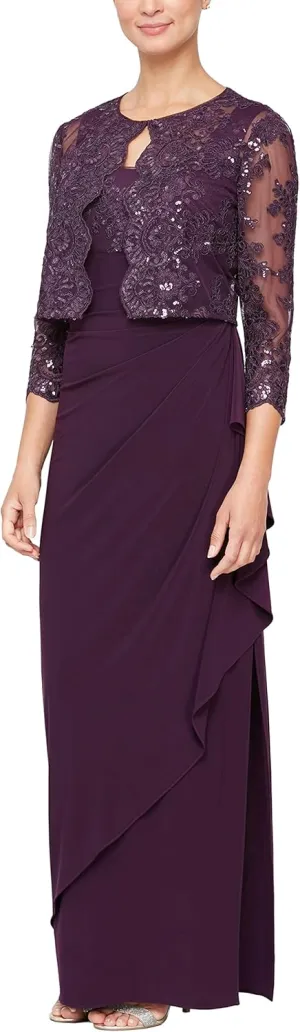 Alex Evenings Women's Empire Waist Bolero Jacket Dress (Petite and Regular Sizes)