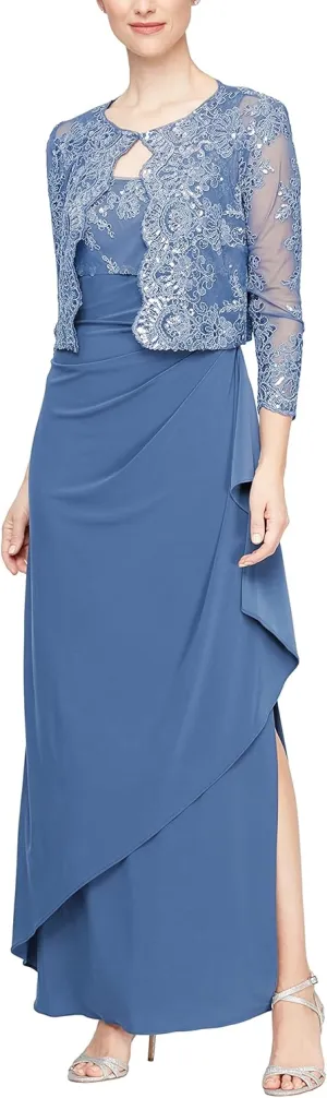 Alex Evenings Women's Empire Waist Bolero Jacket Dress (Petite and Regular Sizes)