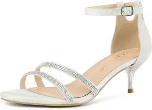 Allegra K Women's Stiletto Kitten Heels Glitter Heel Sandals