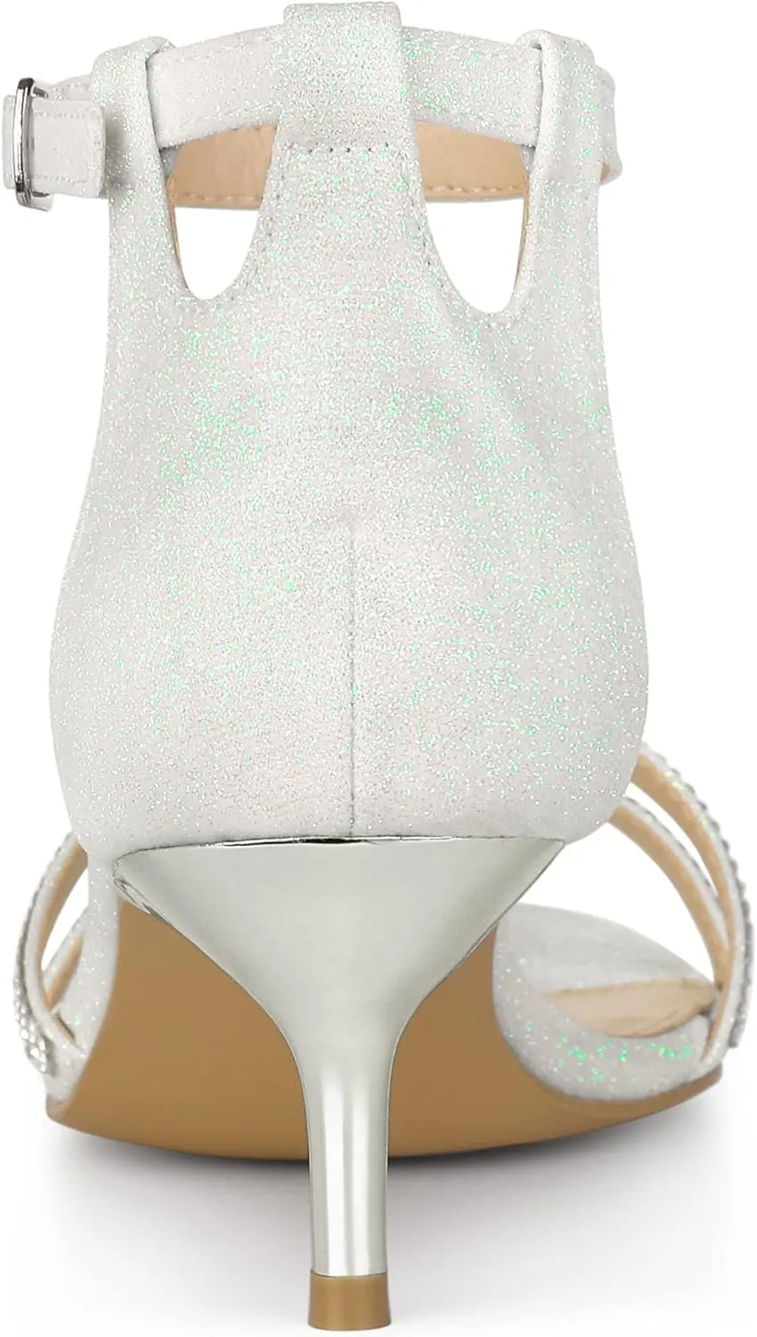 Allegra K Women's Stiletto Kitten Heels Glitter Heel Sandals