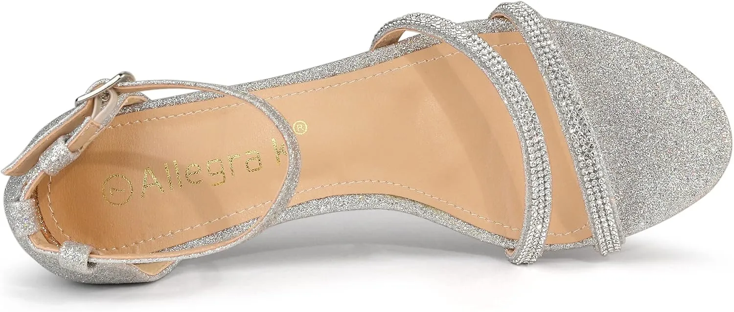 Allegra K Women's Stiletto Kitten Heels Glitter Heel Sandals
