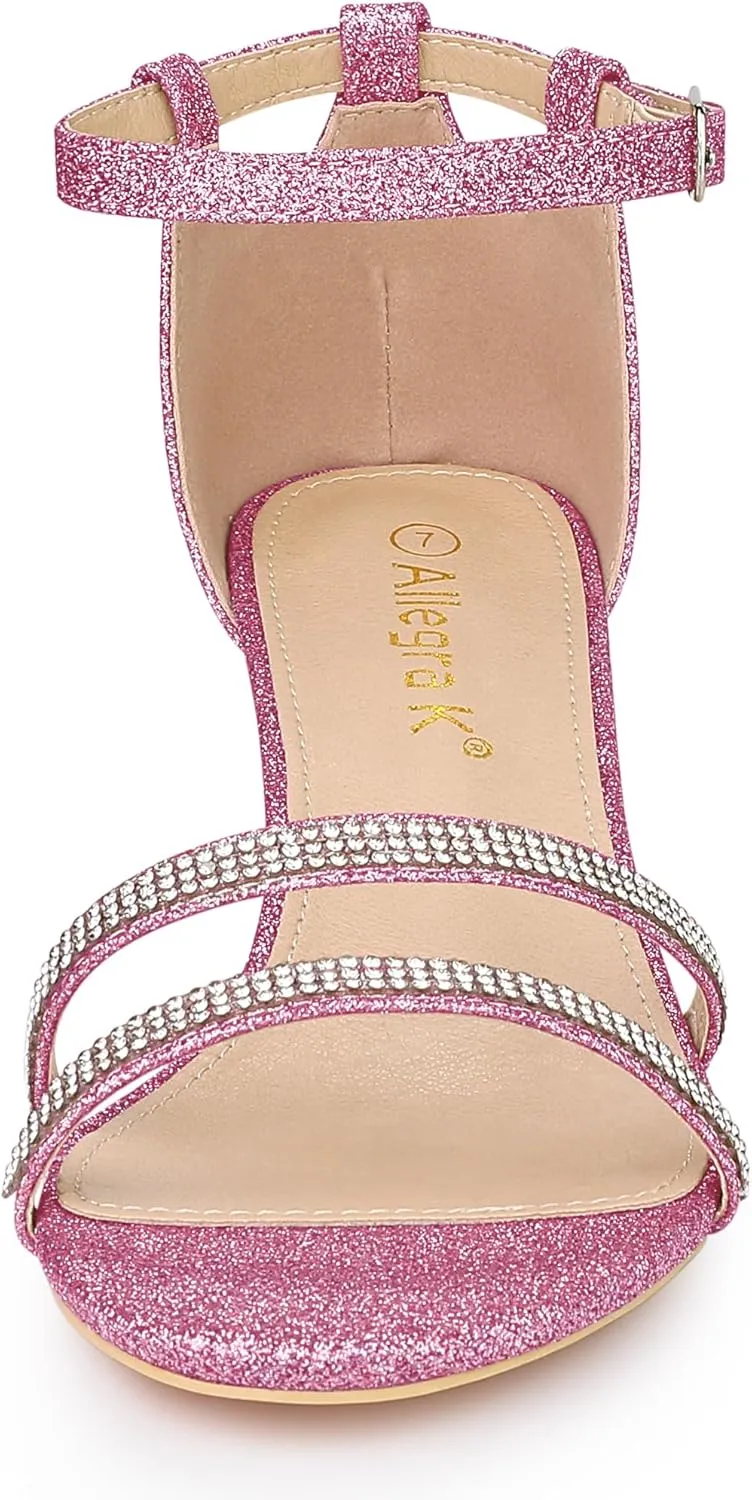 Allegra K Women's Stiletto Kitten Heels Glitter Heel Sandals