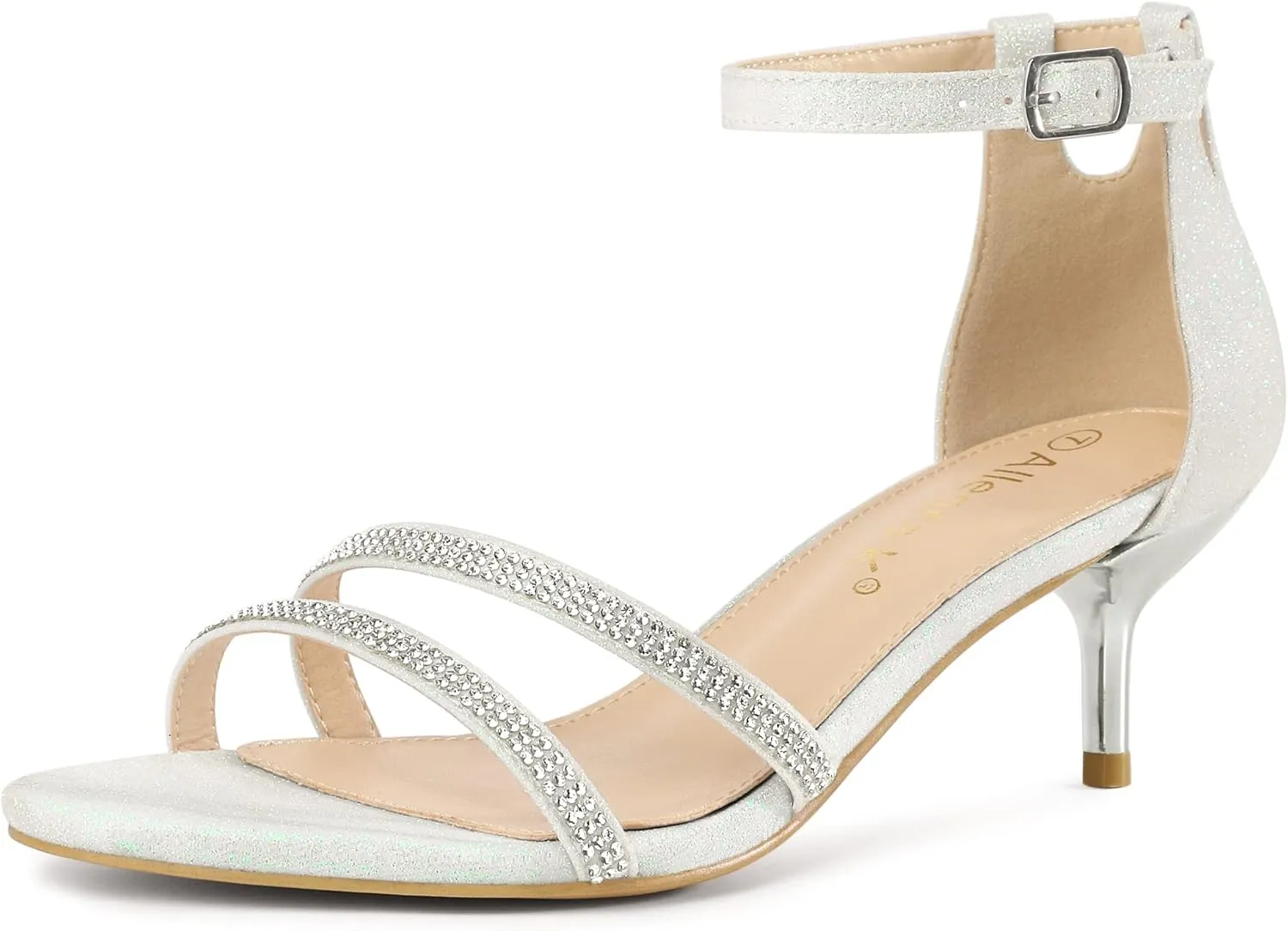 Allegra K Women's Stiletto Kitten Heels Glitter Heel Sandals
