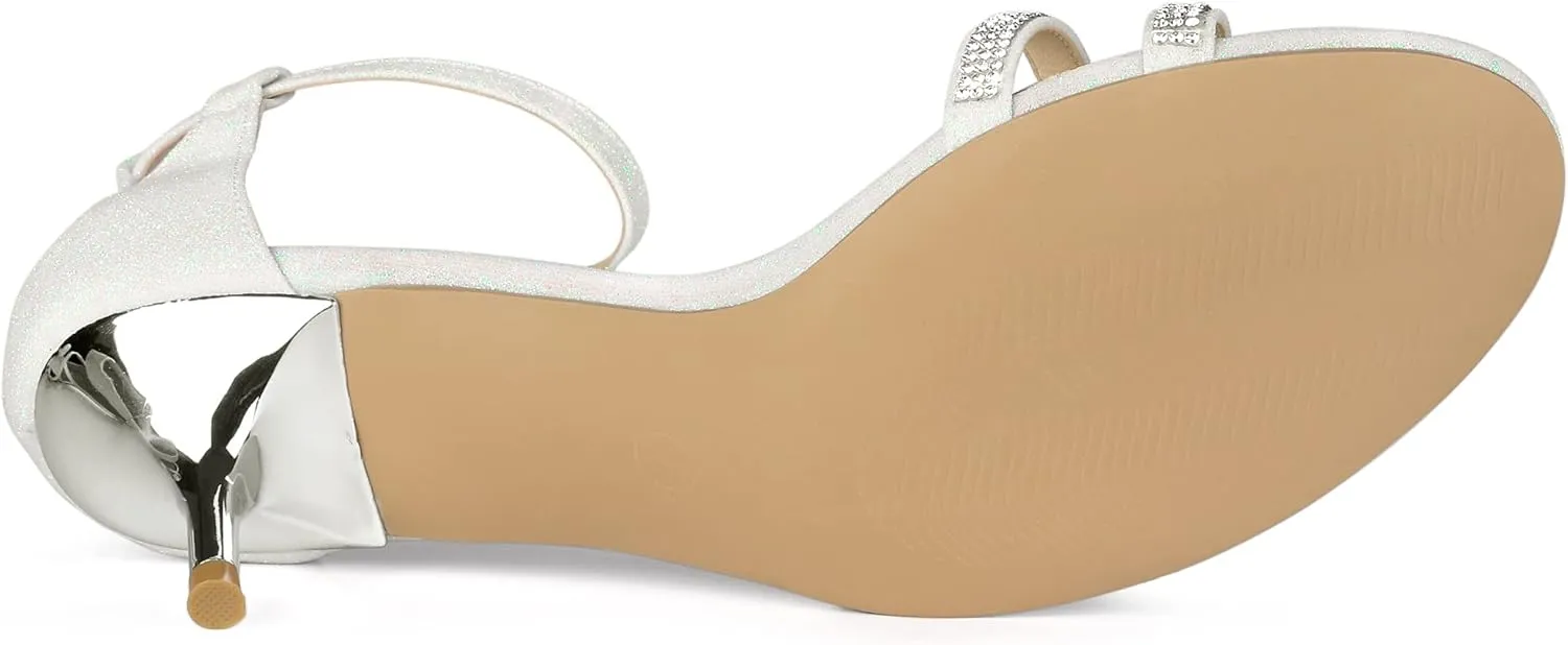 Allegra K Women's Stiletto Kitten Heels Glitter Heel Sandals