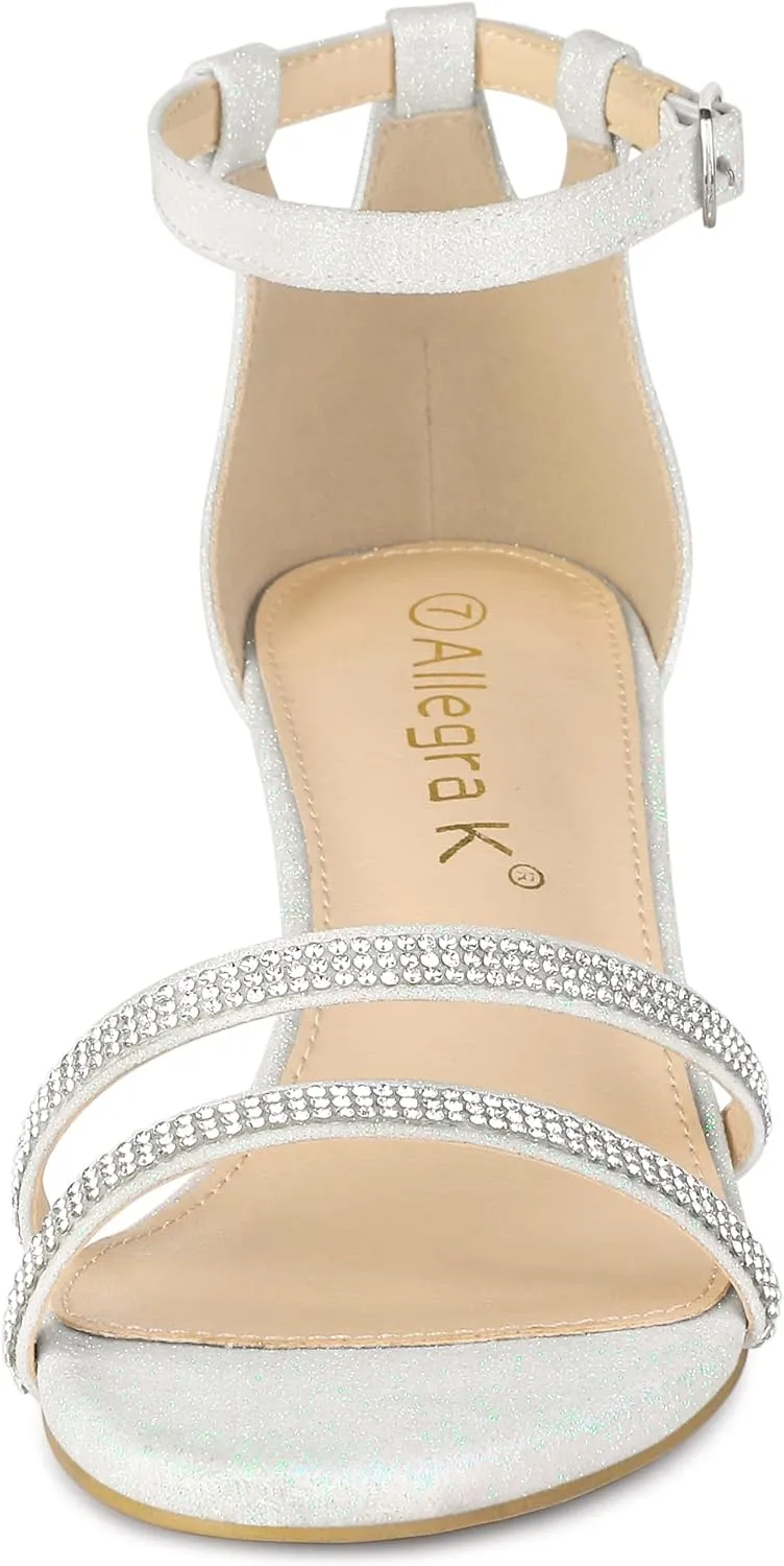 Allegra K Women's Stiletto Kitten Heels Glitter Heel Sandals
