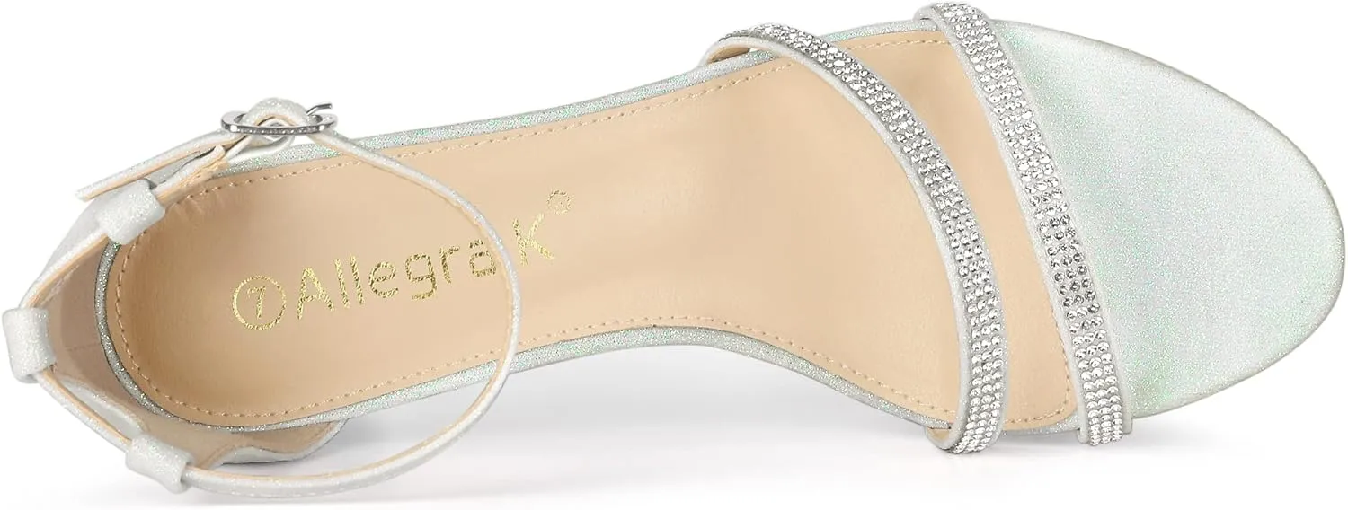Allegra K Women's Stiletto Kitten Heels Glitter Heel Sandals