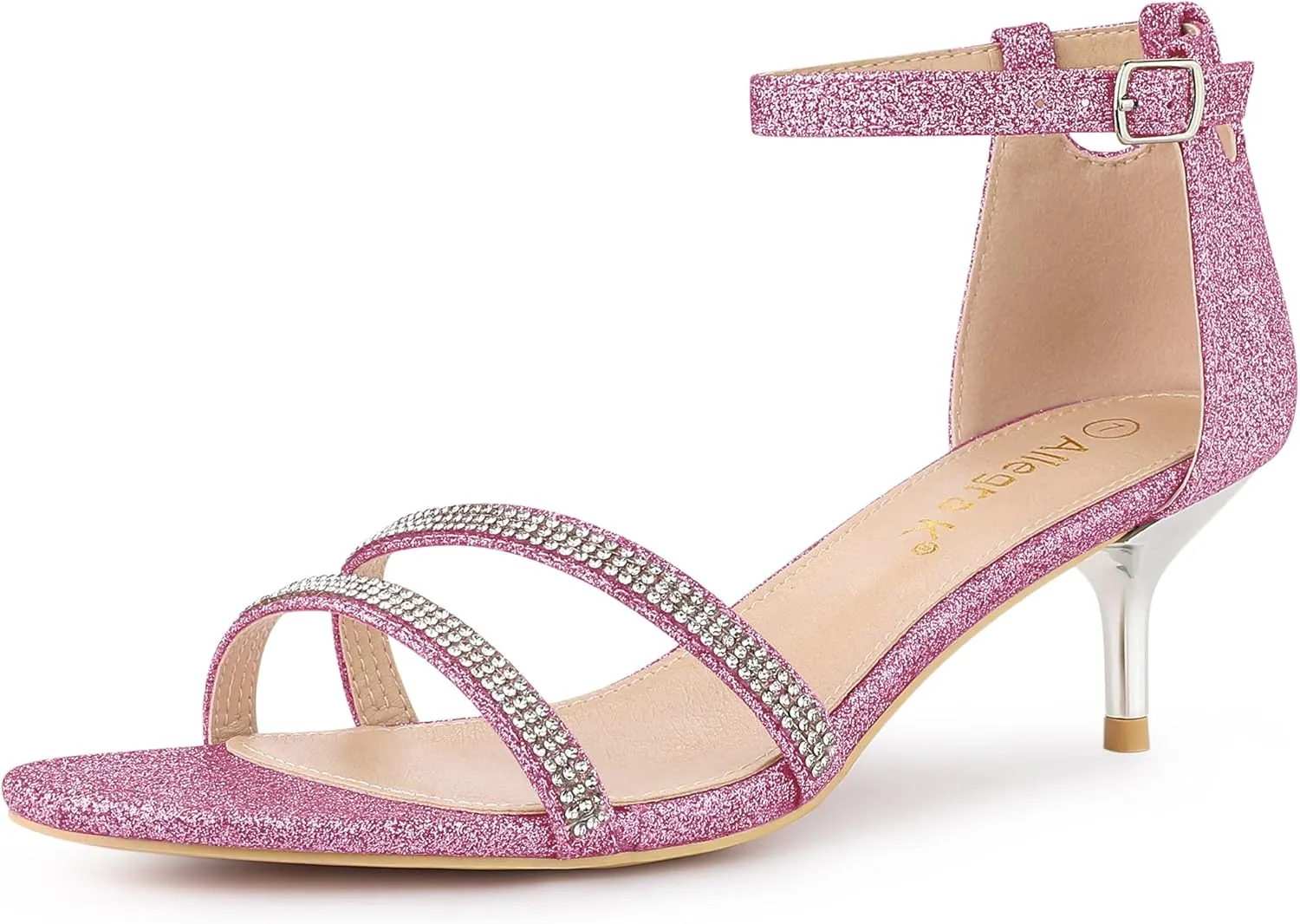 Allegra K Women's Stiletto Kitten Heels Glitter Heel Sandals